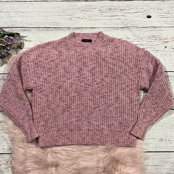 J. Crew Pink Marled cotton-blend crewneck sweater - Picture 2 of 10